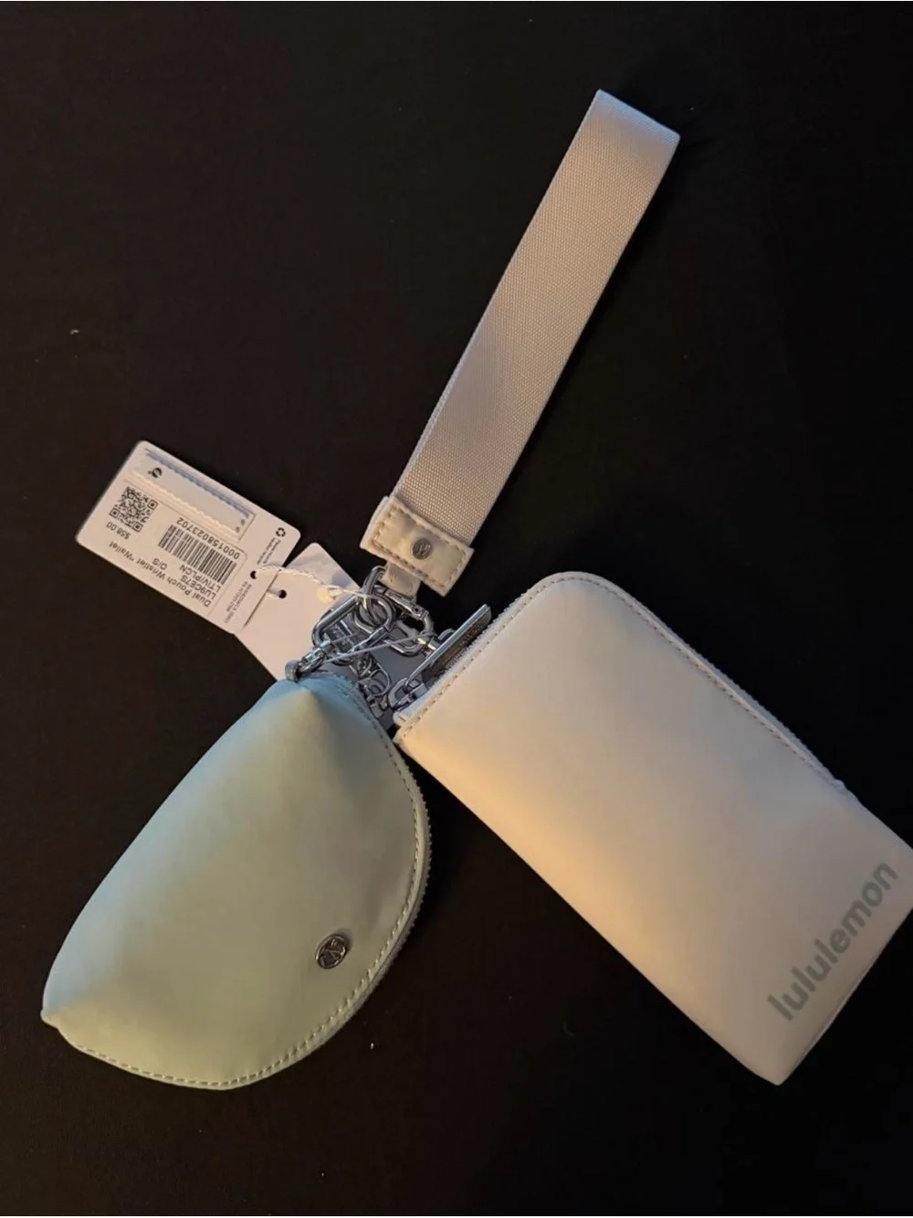 lululemon athletica Light Mint and Off-White Wristlet Key & Card Holder Set